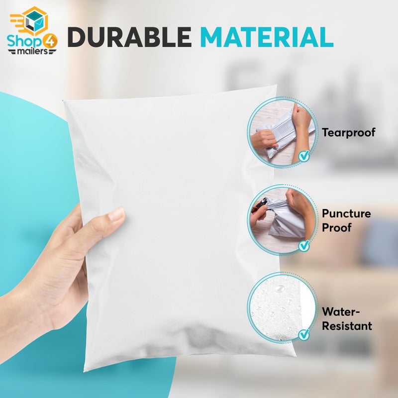 Shop4Mailers 10 x 13 Glossy White Plastic Self Seal Poly Mailer Flat Bags Waterproof Shipping Envelope 2.5 Mil for Apparel, Clothes, Shirts, Books â€“ Permanent Adhesive Seal (100 Pack) - Image 5